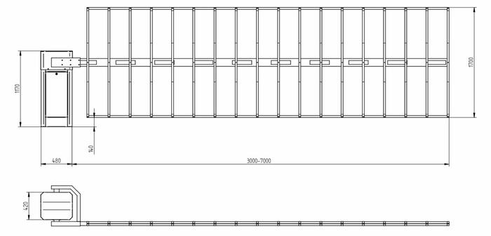 Automatická parkovací závora RB 53 s ramenem s dvojitými skládacími záclonkami - #8