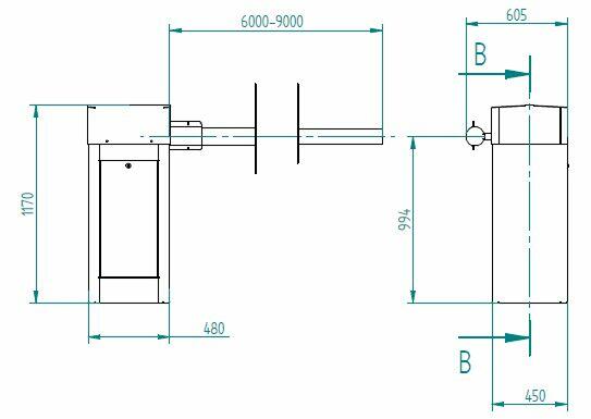 Průmyslová závora RB53 s ramenem s jednoduchými záclonkami - #7