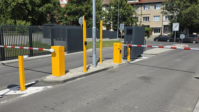 Entrance barriers to the campus of the University of Defence in Černé polí, Brno