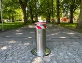 Retractable column to restrict car entry into the park at the Spa Colonnade in Poděbrady